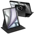 Fintie Rotierende Hülle für iPad Air 11 Zoll M4/M3/M2 (2026/2025/2024), iPad Air 5/4 Gen (10,9", 2022/2020) mit Stifthalter, 360° drehbare, transparente Acryl-Rückseite, stoßfestem Rahmen, Schwarz