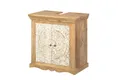 Main Möbel Waschbeckenunterschrank Waschbeckenunterschrank 65x68cm 'Tibet' Mango natur & weiß antik
