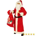 Samt Weihnachtsmann Kostüm für Erwachsene XL 54/56 mit Kapuze und Gürtel