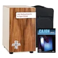 XDrum PERC CP-483 Cajon Peruana Koa Set (Set inkl. Cajon mit Birken-Korpus & Snareeffekt, passende Rucksack-Tasche für sicheren Transport & Aufbewahrung und Cajonschule für Einsteiger)