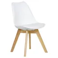 WOLTU Esszimmerstuhl mit Massivholz Beinen, Skandinavische Küchenstühle, Retro Design, Sitzfläche aus Kunstleder, bis 150 kg belastbar, Weiß