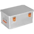 ALUBOX Aufbewahrungsbox Alukiste Transportbox abschließbar mit Deckel (47 Liter), Fangbänder am Deckel - inklusive Zylinderschlösser silberfarben 47 l | 38 cm x 27.5 cm x 58 cm
