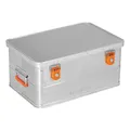 ALUBOX® B47 - Aluminiumbox 47 Liter, Maße (58 x 38 x 27,5 cm) Alukiste mit Deckel & Gummidichtung, Aufbewahrungsbox, Inhalt vor Staub und Spritzwasser geschützt, inkl. 2 Zylinderschlösser abschließbar