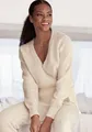 LASCANA Wickelstrickjacke mit breitem Rippbündchen, Loungewear