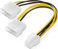 adaptare 35106 2-mal 4-polig IDE Molex auf 1-mal 6-polig PCI-E Strom-Adapter-Kabel für Grafikkarte 15 cm