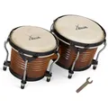 XDrum Bongos Pro Tobacco - 2 Trommeln mit 6,5" (17 cm) und 7,5" (20 cm) Durchmesser - Bongotrommeln mit stimmbaren Naturfellen und Stimmschlüssel - Holztrommeln Braun