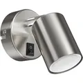 ledscom.de Wandspot WAIKA, einflammig, mit Schalter, GU10, chrom matt, inkl. GU10 LED Lampe (warmweiß, 6,826W, 630lm, 100°)