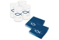 itenga Papierserviette itenga 6x Windlicht + 40x Servietten - Fisch - blau weiß