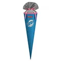 Step by Step Schultüte „Dolphin Pippa“, passend zum Schulranzen, aus recycelten PET-Flaschen, Verschluss aus Stoff, 5L Füllvolumen, 70 cm Höhe, für die 1. Klasse, blau-türkis