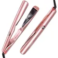 LANDOT 2-IN-1 Glätteisen und Lockenstab: Glätteisen Locken und Glätten - Professioneller Haarglätter Geschwungene Stylingplatten zum Glätten Locken Wellen