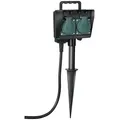 Brennenstuhl 2-fach Outdoor-Gartensteckdose mit Erdspieß witterungsbeständiges, wasserfestes Gehäuse, 1,4m Kabel