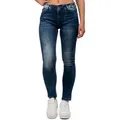 Cipo & Baxx Slim-fit-Jeans Damen Slim Fit Hose Stonewashed BA-WD461 Figurbetonter Slim Fit-Schnitt blau 31
