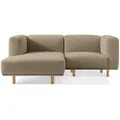 Konsimo® Ecksofa-Links, Greige, Holz, L-Form, 204x155 cm, Wohnzimmer, Sofas & Couches, Wohnlandschaften, Ecksofas
