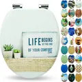 Sanfino® Premium WC Sitz "Life" hochwertiger Toilettendeckel mit Absenkautomatik aus Holz, viele bunte Motive, einfache Montage