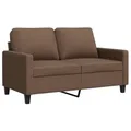 vidaXL Sofa 2-Sitzer, Loungesofa Couch mit Armlehnen Rückenkissen, Wohnzimmersofa Designsofa Metallgestell, Sitzmöbel Zweisitzer, Modern, Braun Stoff