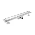 sunrik Duschrinne 110 cm, Befliesbar Duschrinne extra flach, Edelstahl Bodenablauf Komplettset mit Siphon Haarsieb
