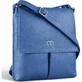 Umhängetasche München Echtes Leder mit vielen Fächern von collezione alessandro - Blau