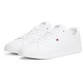 Tommy Hilfiger ICON COURT LTH FLAG ESS Sneaker, Freizeitschuh, Halbschuh, Schnürschuh mit kleiner Logoflagge weiß 46 EU