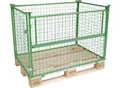 Gitteraufsatzrahmen, für Europaletten, Nutzlast bis 800 kg, Öffnungsklappe, stapelbar, L 1200 x B 800 x H 800 mm, Stahl, maigrün RAL 6017