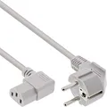 InLine 16647B Netzkabel, Schutzkontakt gewinkelt auf Kaltgerätestecker C13 gewinkelt, 1m, grau