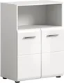 welltime Midischrank FLORENZ, Breite 60 cm, 2 Türen, 1 Fachboden, 1 offene Fach (1-St., TOPSELLER) hochwertige MDF Front, Griff chromglänzend, Badschrank, Bad