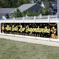 LAMEK Alles Gute zur Jugendweihe Banner 300x50cm Erwachsenwerden Banner Schwarzgold Endlich Erwachsen Hintergrund Jugendweihe Deko Hängende Dekoration für Junge Mädchen Erwachsene Partyfeiern
