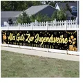 Jugendweihe Banner 300x50cm Schwarzgold Hängend Deko Party