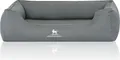 Knuffelwuff Orthopädisches Wasserabweisendes Hundebett Leon aus Velours mit Handwebcharakter XL 105 x 75cm Petrol
