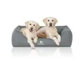 Knuffelwuff Orthopädisches Wasserabweisendes Hundebett Leon aus Velours mit Handwebcharakter petrol XL