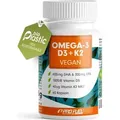 ProFuel Omega-3 D3 + K2 | 60 Kapseln | 600 mg DHA | 300 mg EPA | 1000 IE Vitamin D3 | mit Algenöl | vegan