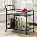 WOHNLING Servierwagen Metall Schwarz 79x45x83 cm mit Rollen & Bremsen Küchenwagen 2 Ebenen Barwagen & Rollwagen Multifunktional Modern Beistellwagen