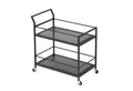 Wohnling Servierwagen Metall Schwarz 2 Ebenen mit Rollen Küchenwagen Barwagen WL7.321, (79x45x83 cm Küchenwagen 2 Ebenen Metall Rechteckig), Speisewagen Küche Schwarz, Teewagen auf Rollen