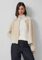 s.Oliver Cardigan Strickjacke Fake-Fur-Jacke mit goldfarbenen Knöpfen und aufgesetzten Taschen
