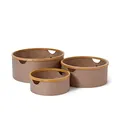 Lumaland Bambus-Rahmen Aufbewahrungsbox 3er Set rund | Boxen in den Maßen ø 45 x 20 cm, ø 38 x 16 cm und ø 30 x 12 cm [Taupe]