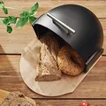 HOMLA Brotkasten Brotaufbewahrung Metall Deckel Brotaufbewahrungsbox für frische Back Darvin Schwarz 37 x 26 x 22 cm