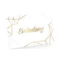 nikima Schönes für Kinder 10 edle Klapp-Einladungskarten Linien Gold inkl. 10 weißen hochwertigen Briefumschlägen - Hochzeit Geburtstag Konfirmation Jubiläum
