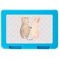 Mr. & Mrs. Panda Butterdose Bär und Hase Umarmen - Grau Pastell - Geschenk, Lunch box, Heiratsant, Premium Kunststoff, (Packung, 1-tlg., Brotdose Bär Hase Umarmen), Luftlöcher grau