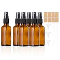 Kiperline 6 Stück Sprühflasche Glas Leer, 50ml Kleine Braunglas Sprühflaschen zum Befüllen mit Trichter Pipetten und Etiketten Für ätherische Öle, Parfüm