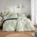 Estella Mako-Satin Bettwäsche 155x220 Belara grün Farn Blätter weiß 7971-530