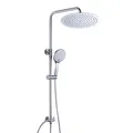 JOHO Edelstahl Duschset ohne Armatur, Regendusche Duschsystem mit Duschkopf, Duschstange, Duschschlauch, Kopfbrause Rund D25cm