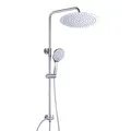 JOHO Edelstahl Duschset ohne Armatur, Regendusche Duschsystem Wassersparend mit Duschkopf, Duschstange, Duschschlauch, Kopfbrause Rund D25cm Chrom