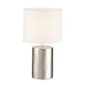 Fischer & Honsel Tischleuchte, Prata | silberfarben antik| Stoffschirm| weiß Leinen| H: 35,00 cm, D: 20,00 cm| mit Schnurschalter schaltbar| 1x E14 max. 25 Watt ohne Leuchtmittel | 50662