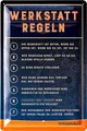 LANOLU Retro Blechschild Werkstatt Schild - lustige Werkstattregeln für Männer mit den 7 wichtigsten Regeln für die Werkstatt - KFZ Mechaniker Geschenk - vintage Deko Metallschild 20x30cm