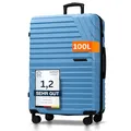 Cocoono Hartschalenkoffer XL Groß - 100L Volumen erweiterbar auf 117L - 158cm Gurtmaß - 8 Rollen 360° drehbar - Leichter Koffer mit TSA Schloss & Teleskopgestänge - Reisekoffer mit Rollen (blau, XL)