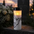 LED Grablicht Grabkerze Taube Friedhof Trauerlicht Gedenklicht 21cm Timer weiß