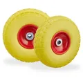Relaxdays 4 x Sackkarrenrad PU gelb-rot Gelb,Rot