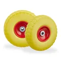 4 x Sackkarrenrad Ersatzreifen gelb-rot Bollerwagenrad Vollgummireifen 4.1/3.5-4