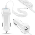 KFZ Auto Ladekabel kompatibel mit Apple iPhone 16 16e 15 / Pro/Plus/Pro Max Lade Kabel USB Typ-C Ladegerät 12V - 24V Adapter Lade Daten Gerät 3,1A 15W Dual Ladeadapter, Farbe:Weiß