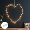 Lights4fun Lichter-Herz Silhouette | 30 warmweiße Mikro-LEDs | Strombetrieben mit Schalter am Kabel | Valentinstag Deko Muttertag Fensterdeko | zum Aufhängen im Innenbereich | Roségold