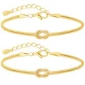 J.Fée 2 Artikel Gold Armband Damen Armbänder, Gold Schmuck, Partner Armbänder, Freundschaftsarmbänder, Schmuck Damen Jewelry, Paare Geschenke für Männer,Geburtstag Geschenke für Frauen Weihnachten